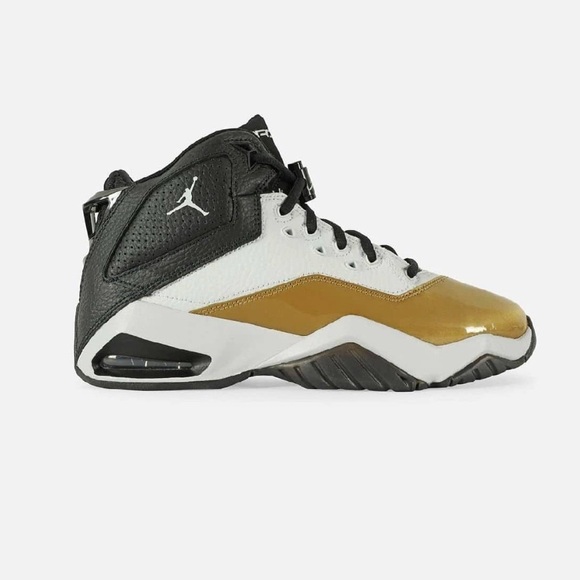 Nike Air Jordan B’loyal gold white and black leather high top sneakers size 10.5